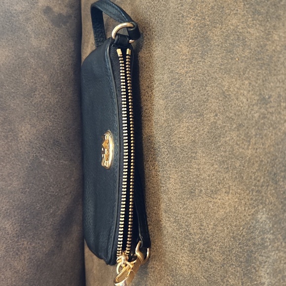 Michael Kors Top Handle Bag Black Leather Gold-Tone Hardware Flat Handle & Strap - Picture 3 of 5